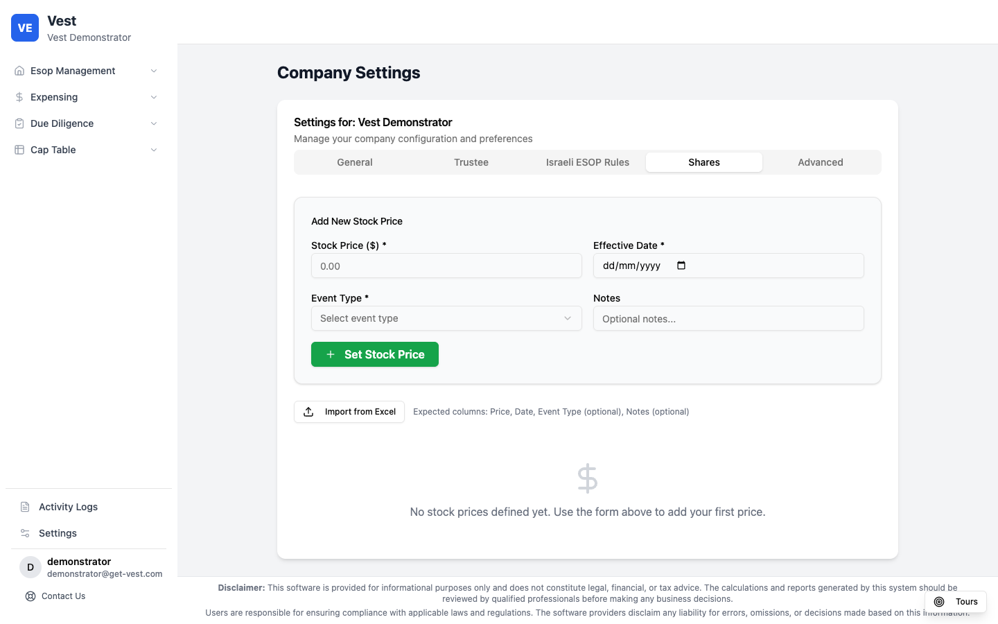 Stock price manager